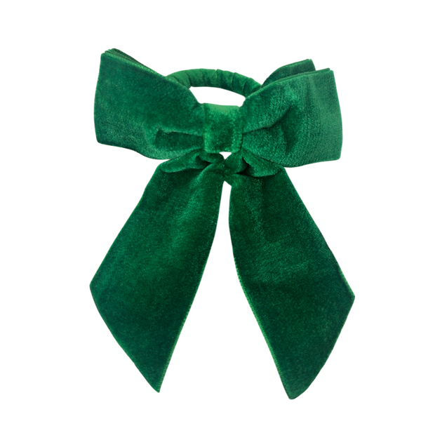 Green Velvet Bow Napkin Rings (Set of 2)